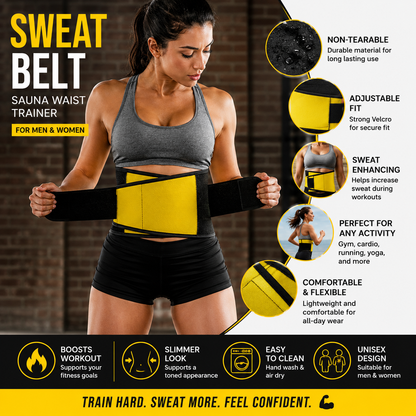 Sweat Belt, Abdominal Belt for Men and Women Non-Tearable, Sauna Belt Waist Trainer